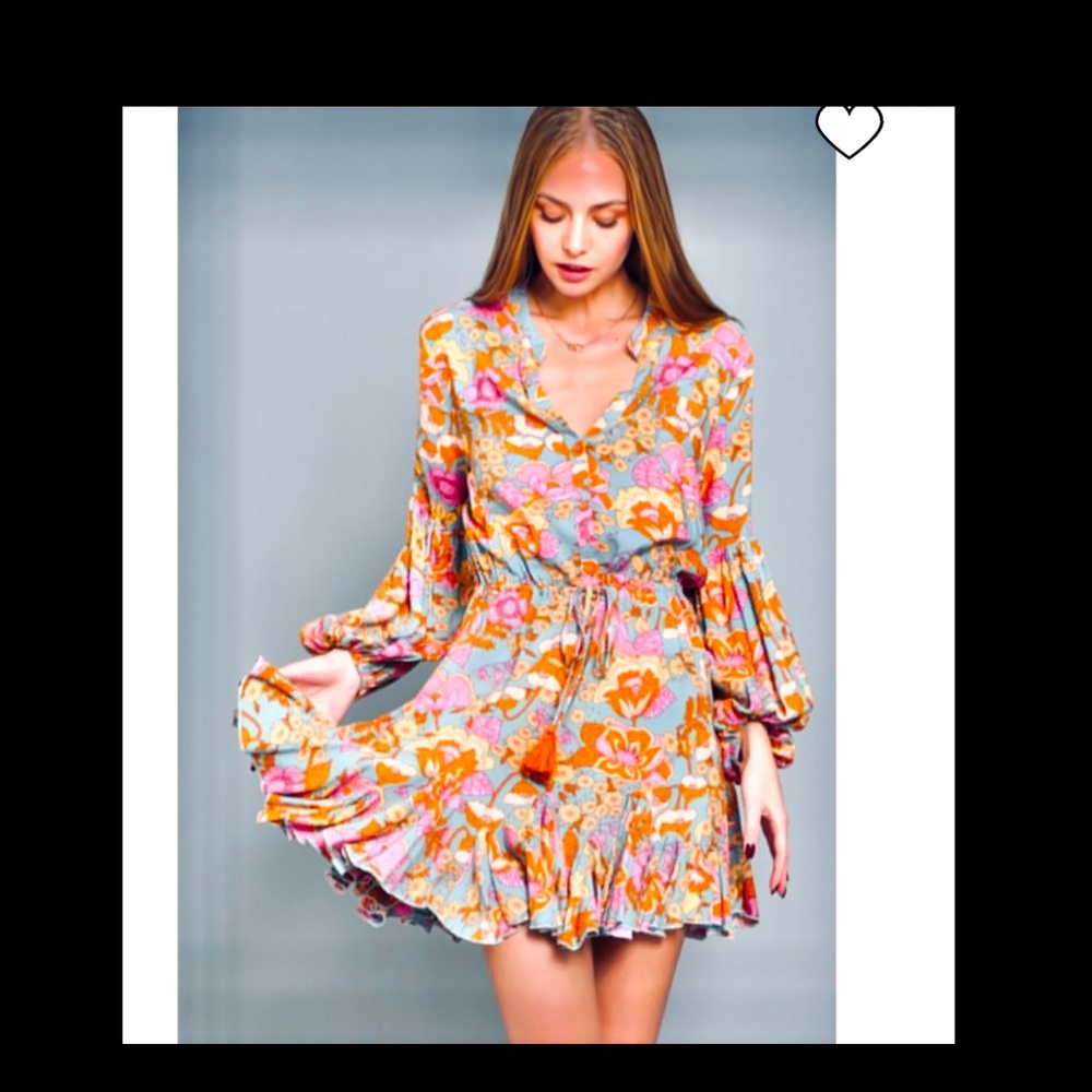 NWT SZ SM by Dee-Dee for Anthro Vintage Boho style Groovy Floral Print Dress👗 - Picture 2 of 7